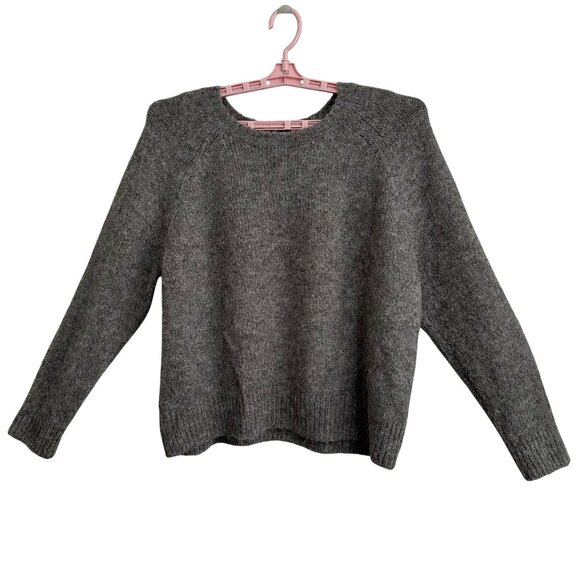 Express Gray Sweater L Conscious Edit Recycled Eco-Friendly Knit Academia Preppy - Picture 1 of 7